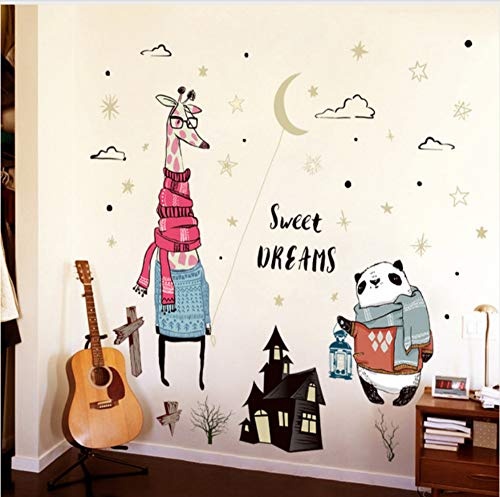 Sweet Dream Vinyl Wandaufkleber Kindergarten Kinderzimmer Dekor Abnehmbare Niedliche Giraffe Panda Wandtattoos Kunst Wandbilder Wohnkultur 100 * 130 Cm