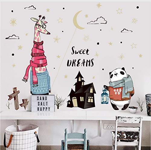 Sweet Dream Vinyl Wandaufkleber Kindergarten Kinderzimmer Dekor Abnehmbare Niedliche Giraffe Panda Wandtattoos Kunst Wandbilder Wohnkultur 100 * 130 Cm