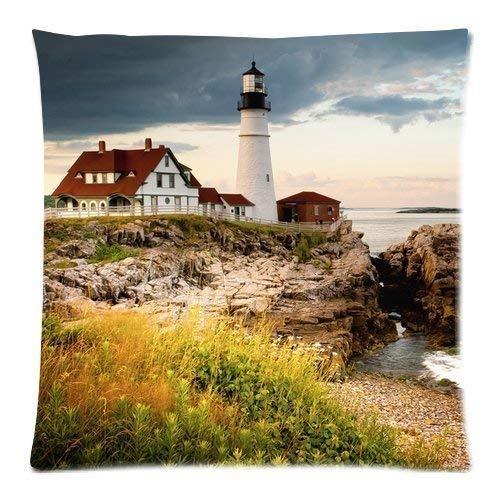 Custom Beautiful Lighthouse Pattern Throw Pillow Case...