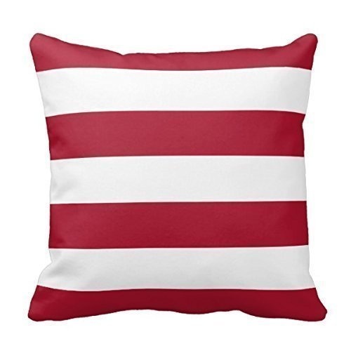 Unique Wide Striped Pillow In Cherry Red and White Best Pillowcase Custom Zip Throw Pillow Case Cover (Standard) for Couch Sofa Or Bed Set Cozy Home Decor Size:20 X 20 Inches/50cm x 50cm