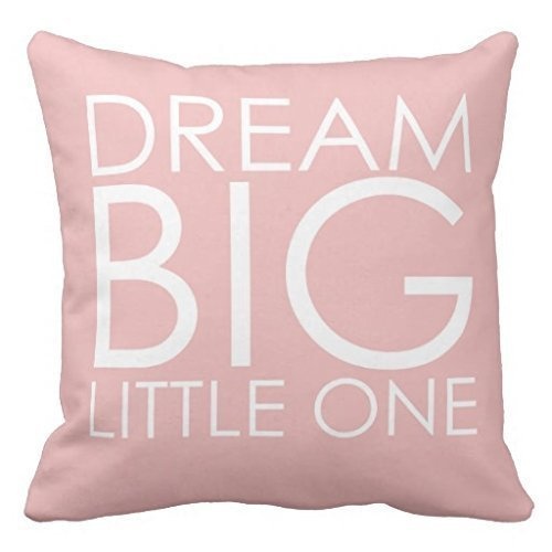 TKMSH Pink Pillow case Cover Dream Big Little One Girls Nursery for Couch Sofa Or Bed Set Cozy Home Decor Size:20 X 20 Inches/50cm x 50cm