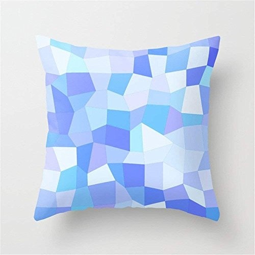 Bright Blue Mosaic Throw Pillow Cushion Cover for Couch...