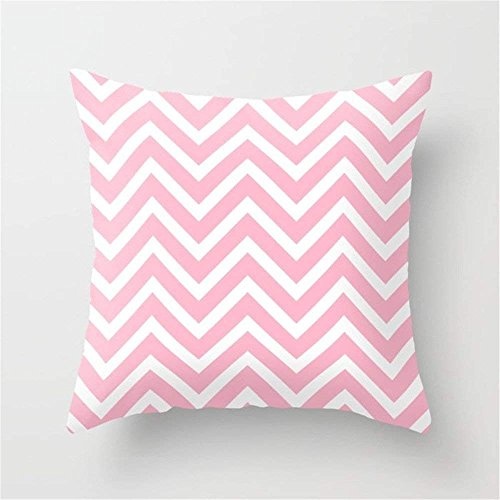 Chevron Stripes Pink White Throw Pillow Cushion Cover for...