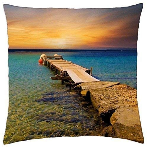 Boat Dock on a Beautiful Clear Bay - Throw Pillow Cover...