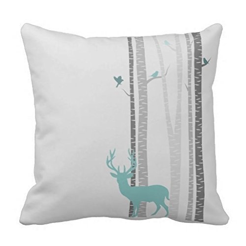 Birch Trees with Deer Pillowcase Decorate for a Sofa...