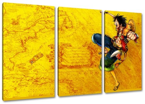 One Piece Motiv, 3-teilig auf Leinwand (Gesamtformat: 120x80 cm), Hochwertiger Kunstdruck als Wandbild. Billiger als ein Ölbild! ACHTUNG KEIN Poster oder Plakat!