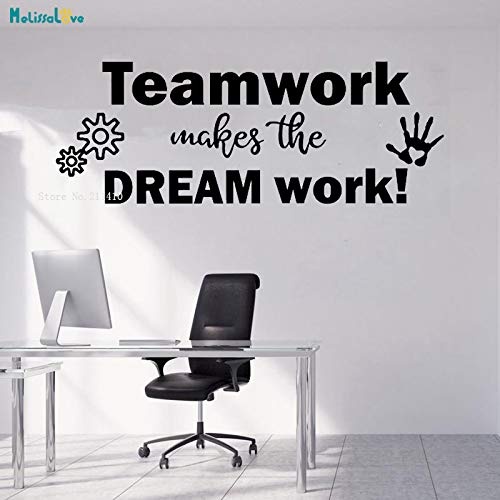 Office Wall Sticker Teamwork Makes the Dream work Workspace Art Removable Home Decoration Living Room Vinyl Decals YT 85x31cm