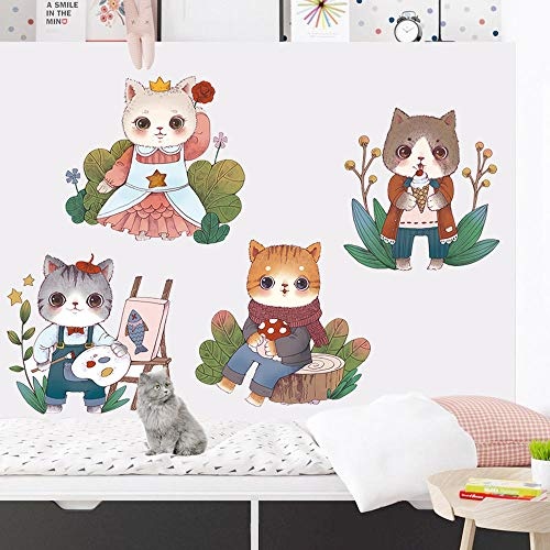 Olivialulu Novel Kitty Dream Raumdekoration Schlafzimmer Nacht Warm Wall Sticker Pet Wandaufkleber @Literary_Cat_ (Collection_Of_Butterflies) _Extra_Large