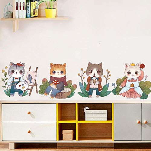 Olivialulu Novel Kitty Dream Raumdekoration Schlafzimmer Nacht Warm Wall Sticker Pet Wandaufkleber @Literary_Cat_ (Collection_Of_Butterflies) _Extra_Large