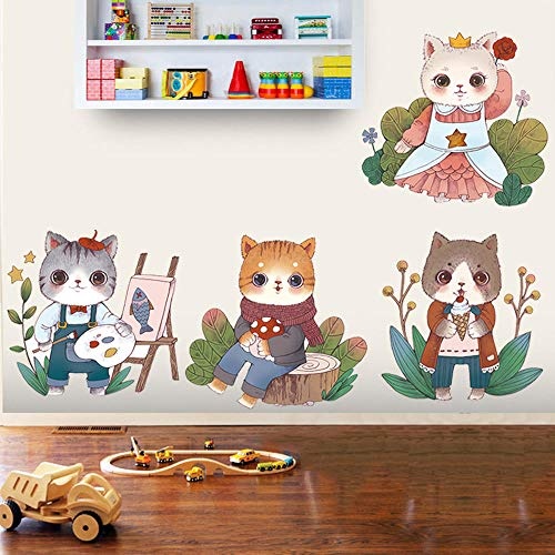 Olivialulu Novel Kitty Dream Raumdekoration Schlafzimmer Nacht Warm Wall Sticker Pet Wandaufkleber @Literary_Cat_ (Collection_Of_Butterflies) _Extra_Large