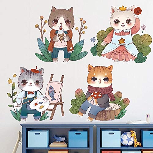 Olivialulu Novel Kitty Dream Raumdekoration Schlafzimmer Nacht Warm Wall Sticker Pet Wandaufkleber @Literary_Cat_ (Collection_Of_Butterflies) _Extra_Large