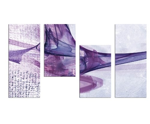 Purple dreams - Wandbild 130x70cm 4 teiliges Keilrahmenbild (30x70+30x50+30x50+30x70cm) abstraktes Wandbild mehrteilig Kunstdruck im Gemälde-Stil - optisch wie handgemalt Vintage