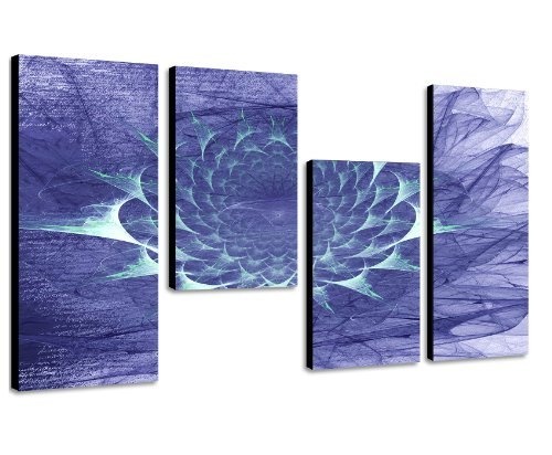 Purple dreams Wandbild 130x70cm 4 teiliges Keilrahmenbild (30x70+30x50+30x50+30x70cm) abstraktes Wandbild mehrteilig Kunstdruck im Gemälde-Stil - optisch wie handgemalt Vintage