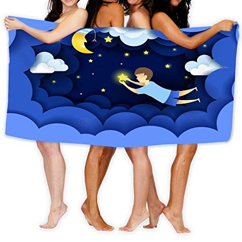 Microfiber Fast Drying Bath Towels Swimming Camping Towel,Adults Spa Bath Towel 31x51 Inches child touching stars sky kids dream paper art origami style paper cut design concept child Electric