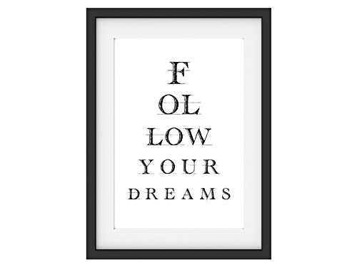 INTERLUXE Kunstdruck FOLLOW YOUR DREAMS Poster Geschenk Spruch Shabby DIN A3