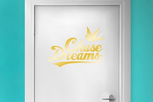 CUT IT OUT Chase Dreams mit Niedliche Vogel Tür Raum Sticker Art Aufkleber - Glänzend Gold (Höhe 30 cm x Breite 40 cm)
