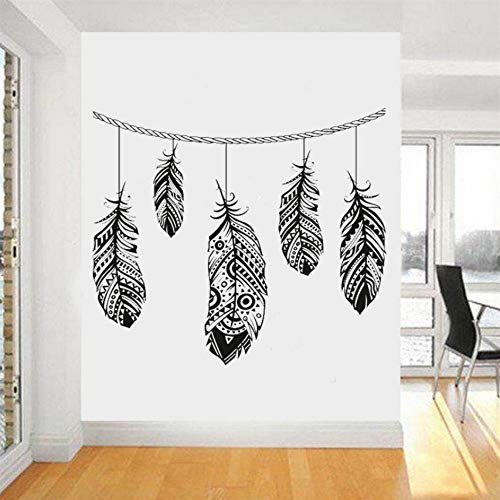 Feather Wall Decal Stickers Tribal Wall Art Boho Bohemian Decor Living Room Bedroom Dorm Feather Wall Art Dream Cather Wall 56x65cm