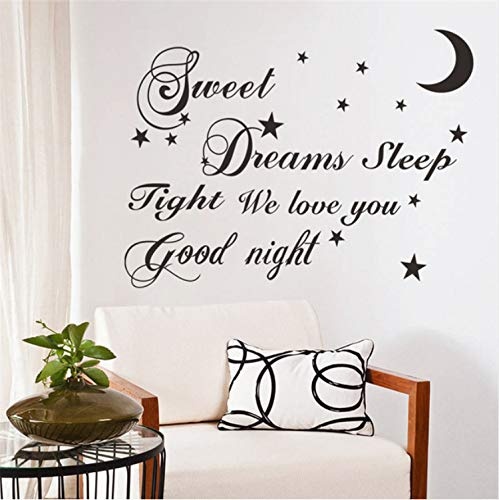 xiaodanhan Bedroom DIY Waterproof It Can Move Wall Decal Sweet Dreams Moon Star Vinyl Art Sticker Living Room Home Decor 80X108Cm