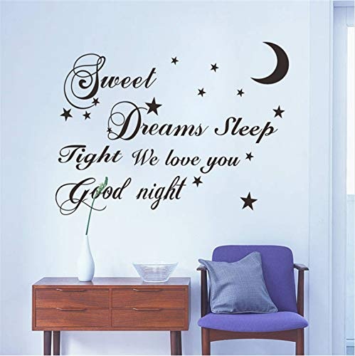 xiaodanhan Bedroom DIY Waterproof It Can Move Wall Decal Sweet Dreams Moon Star Vinyl Art Sticker Living Room Home Decor 80X108Cm