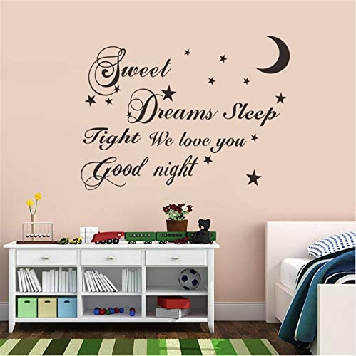 xiaodanhan Bedroom DIY Waterproof It Can Move Wall Decal Sweet Dreams Moon Star Vinyl Art Sticker Living Room Home Decor 80X108Cm