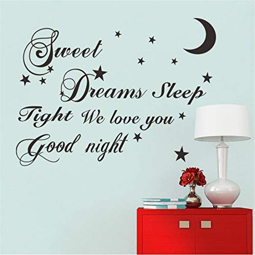 xiaodanhan Bedroom DIY Waterproof It Can Move Wall Decal Sweet Dreams Moon Star Vinyl Art Sticker Living Room Home Decor 80X108Cm