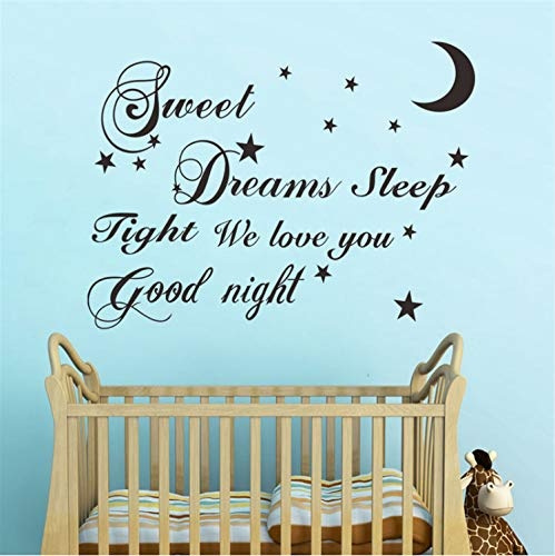 xiaodanhan Bedroom DIY Waterproof It Can Move Wall Decal Sweet Dreams Moon Star Vinyl Art Sticker Living Room Home Decor 80X108Cm