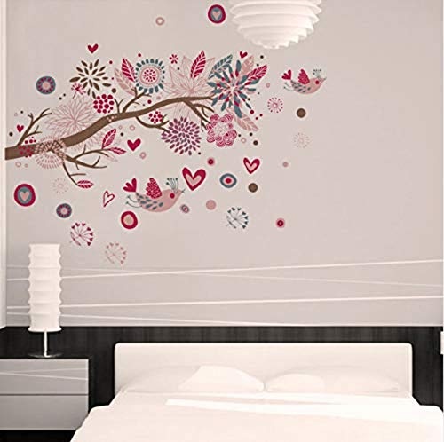 Wand-Aufkleberböhmen Stil Sea Of Dreams Schöne Blumen Vögel S Für Wohnzimmer Schlafzimmer Kinderzimmer Kunst Aufkleber Wasserdichte Wandbilder