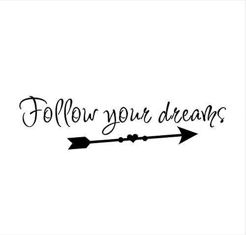 xiaoshuaige Text Aufkleber Herz Muster Tapete Follow Your Dreams Abnehmbare Art Vinyl Wandgemälde Home Room Decor Wandaufkleber 60x15 cm