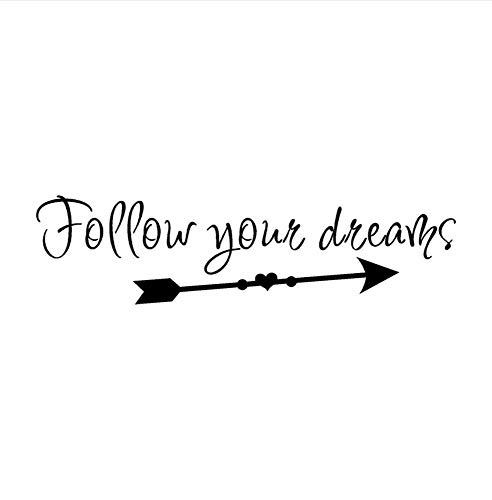 Text Aufkleber Herz Muster Tapete Follow Your Dreams Abnehmbare Art Vinyl Wandgemälde Home Room Decor Wandaufkleber 60X15cm