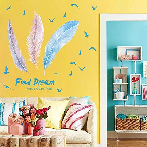 Fond Dream Romantische Bunte Vögel Wandaufkleber Schlafzimmer Wohnzimmer Flur Wand-Dekor Abnehmbare Selbstklebende Abziehbilder