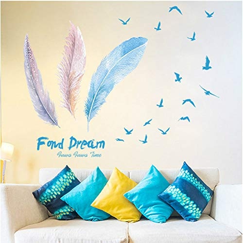 Fond Dream Romantische Bunte Vögel Wandaufkleber Schlafzimmer Wohnzimmer Flur Wand-Dekor Abnehmbare Selbstklebende Abziehbilder