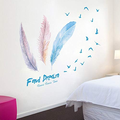 Fond Dream Romantische Bunte Vögel Wandaufkleber Schlafzimmer Wohnzimmer Flur Wand-Dekor Abnehmbare Selbstklebende Abziehbilder