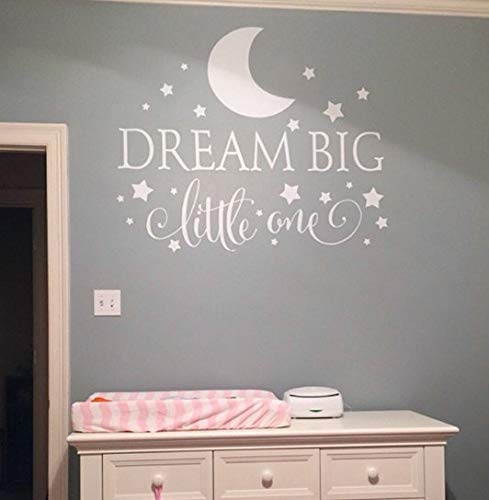 chenxing Wall Sticker Dream Big Little One Quotes Nursery Baby Bedroom Art Decor Kids Stars B
