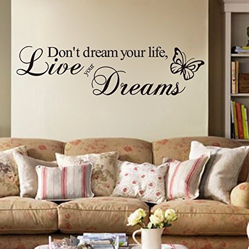 wandaufkleber spruch Wall Quotes Decals Removable Stickers Vinyl Live Your Dreams And Butterflies Motivational Mural Art For Bedroom Living Home Family