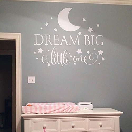 wandaufkleber spruch Wall Quotes Decals Removable Stickers Vinyl Dream Big Little One Baby Nursery Bedroom Home Mural Art For Bedroom Living Home Family