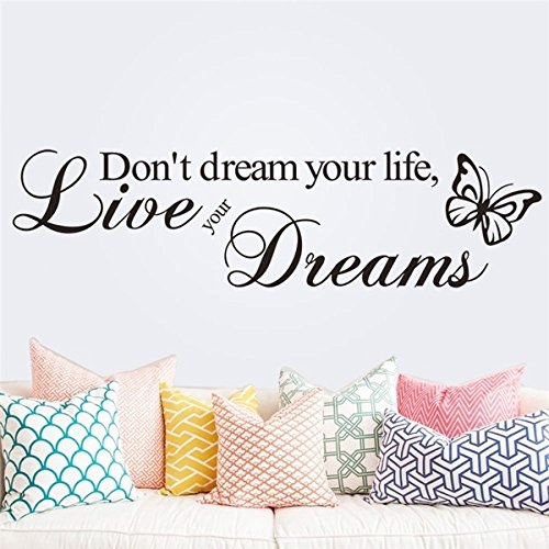 wandaufkleber spruch Wall Quotes Decals Stickers Vinyl DonT Dream Your Life Live Your Dreams Inspirational Home Room Bedroom Mural Art For Bedroom Living Home Family