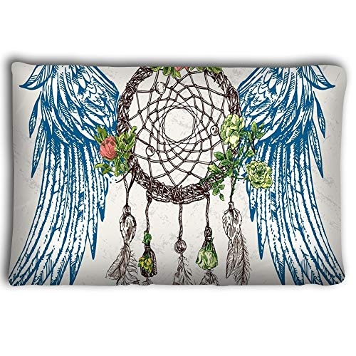 Mizongxia Pillow Cases Dream Catcher Wings Beautiful Watercolor Hand Drawn Poster Bird Boho Style Drawing 20 * 30inch