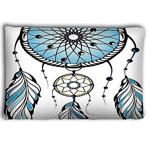 Mizongxia Pillow Cases Indian Dream Catcher Blue Silhouette White 20 * 30inch