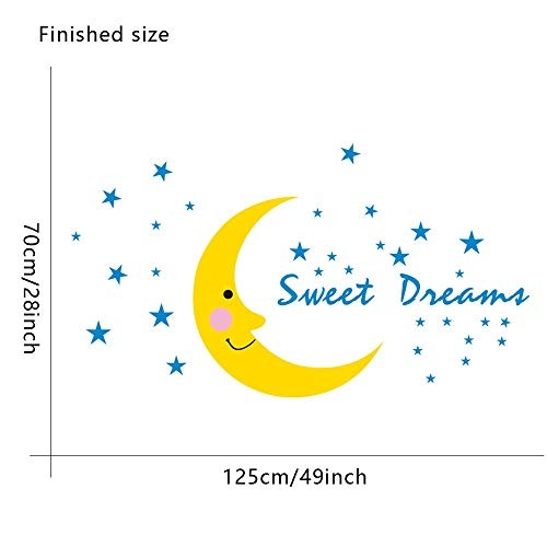 Sweet Dream Wandaufkleber Blue Stars Moon Aufkleber für Babyzimmer Kinderzimmer Schlafzimmer Nachtwanddekor Umweltfreundliche Art Decals