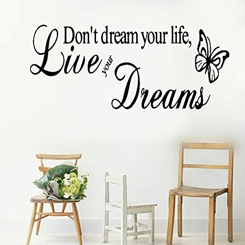 wandaufkleber schmetterling schwarz Wall Art Sticker Dont Dream Your Life Live Your Dream home decor