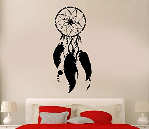 wandaufkleber grün Aufkleber Vinyl Wall Art Decals Buchstaben Zitate Dekoration Kunst Dream Catcher Dreamcatcher mit Federn Ornament Amulett Talisman für Schlafzimmer