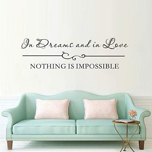 Inspiring Quote Wall Sticker Home Decoration Removable Love Quote Wall Decal Vinyl Wall Art In Dreams And In Love Murals  120x34cm