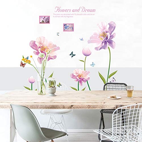 Wandaufkleber für Mädchen Jungen Schlafzimmer Wohnzimmer Zitate Abnehmbare Rosa Dream Blossom Blumen DIY PVC Home Arts Poster