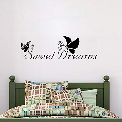 Creative Sweet Dreams Butterfly Quotes Wall Stickers for Kids Rooms Nursery Home Decor Black Words Wall Decals Vinyl Mural Art