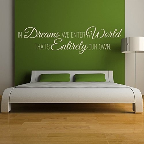 Wandaufkleber Schlafzimmer Art Saying Lettering Sticker wall decoration art In Dreams We Enter A World things entirely our own