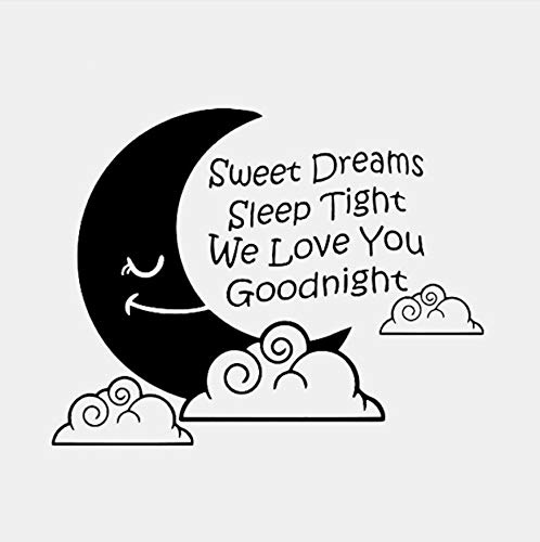 AIPIOR Sweet Dreams Sleep Tight Wir lieben Dich Gute Nacht Art Dekor PVC Wandaufkleber für Kinderzimmer 57x44cm