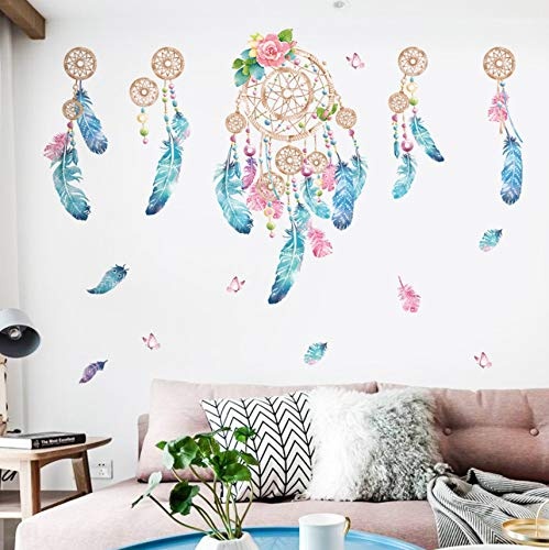 Bunte Feder Wandaufkleber Fangen Monternet Dream Catcher Art Design Aufkleber Dekoration Wohnzimmer Kinderzimmer Tür Aufkleber