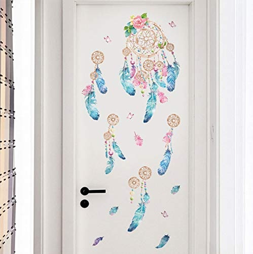 Bunte Feder Wandaufkleber Fangen Monternet Dream Catcher Art Design Aufkleber Dekoration Wohnzimmer Kinderzimmer Tür Aufkleber