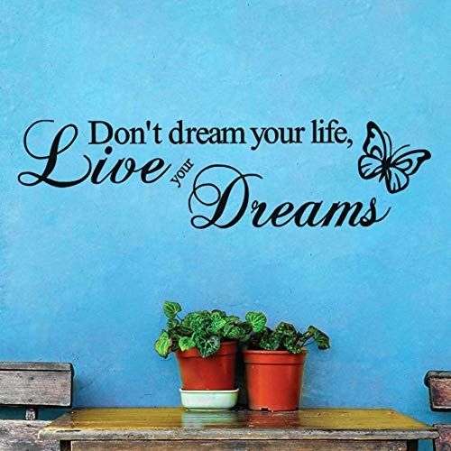 Träumen Sie nicht Ihr Leben Art Vinyl Quote Wandaufkleber Wandtattoos Home Decor Live Your Dreams