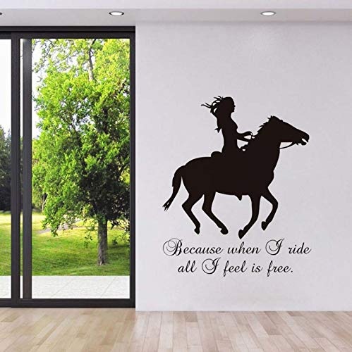 Your boy-HT Denn wenn ich Alles fahre, was ich fühle, ist das Schlafzimmer Abziehbilder Pferd und Mädchen Home Decor Wandaufkleber Pferd Silhouette Animal Art Mural58X71Cm